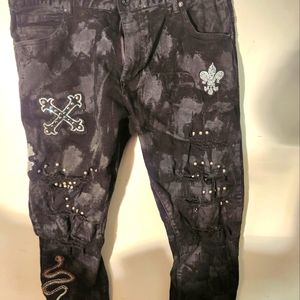 SmokeRise mens jeans with rinestones size 42x32